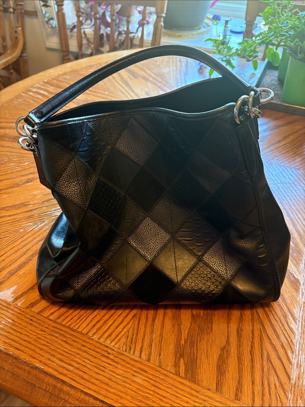 Coach Black Quilted Patchwork Leather Hobo Shoulder Bag